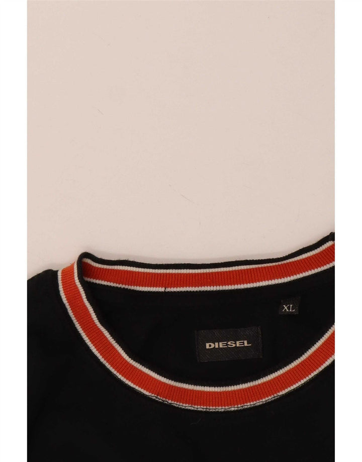 Diesel Mens T-Shirt Top XL Black Colourblock