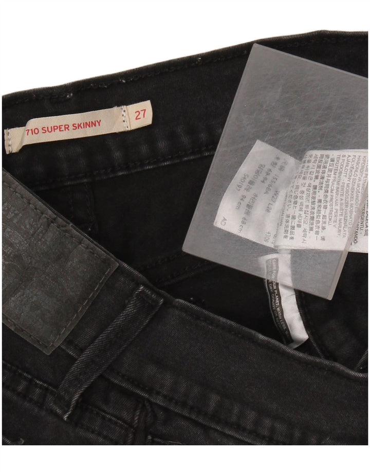 LEVI'S Womens 710 Super Skinny Jeans W27 L28 Black Cotton