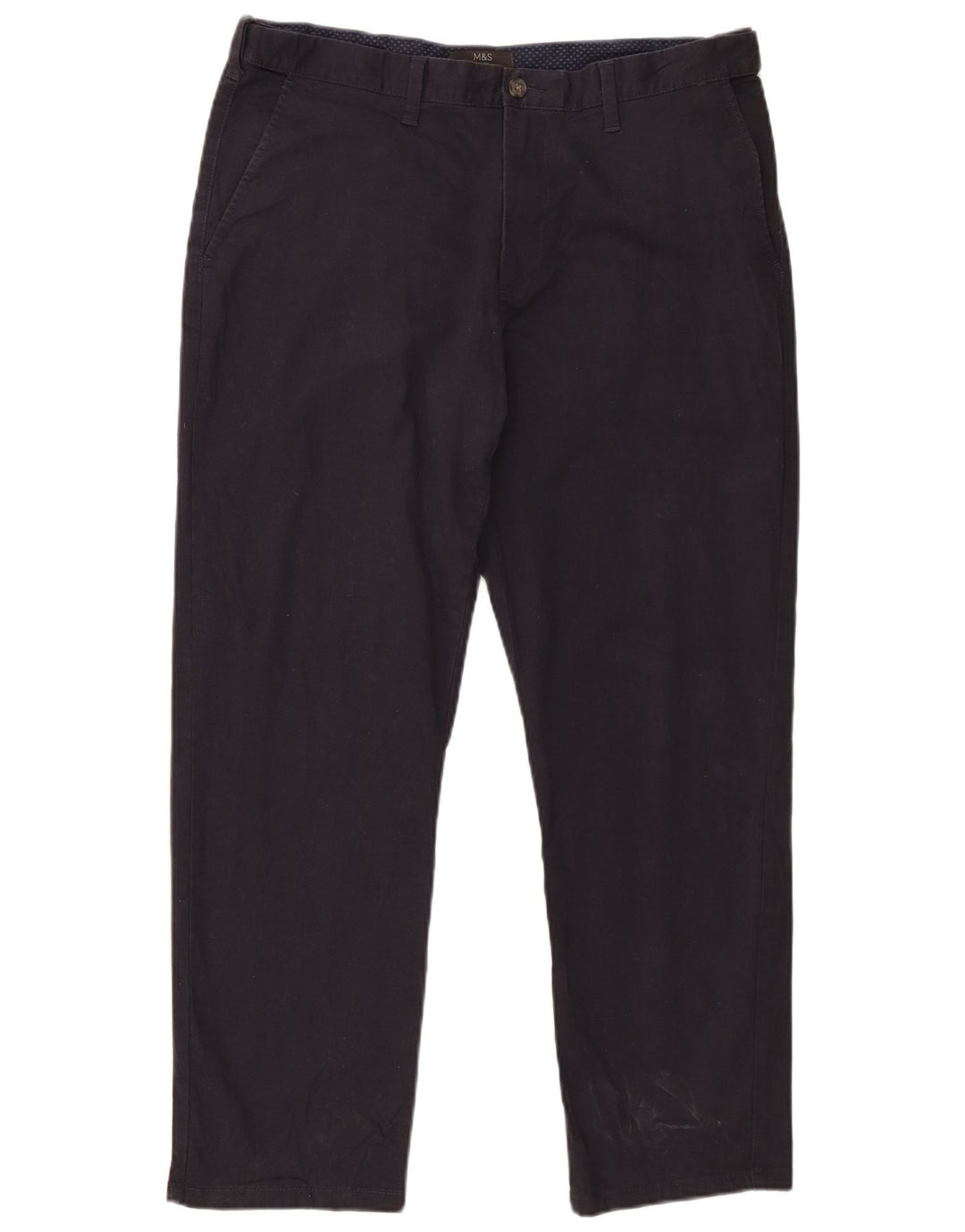 Marks & Spencer Mens Regular Fit Chino Trousers W36 L29 Navy Blue Cotton