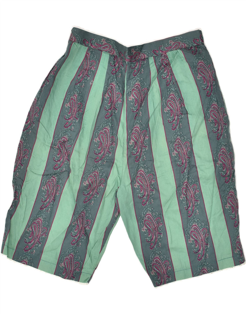 VINTAGE Womens Casual Shorts W28 Medium Green Striped | Vintage Vintage | Thrift | Second-Hand Vintage | Used Clothing | Messina Hembry 
