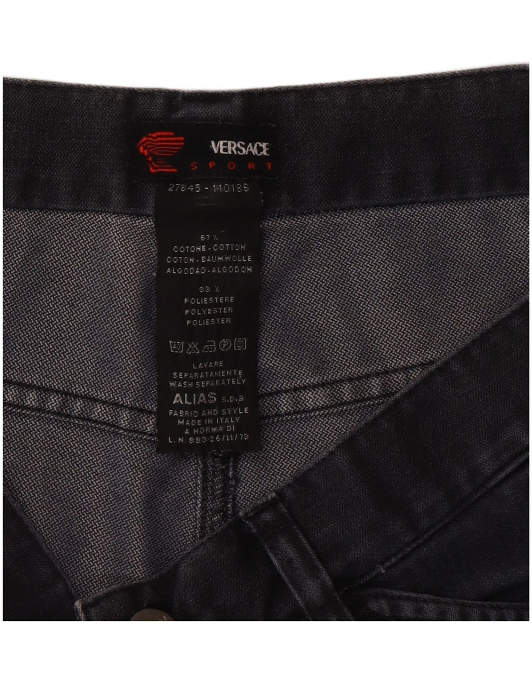 Versace Mens Straight Jeans W34 L34 Grey Cotton