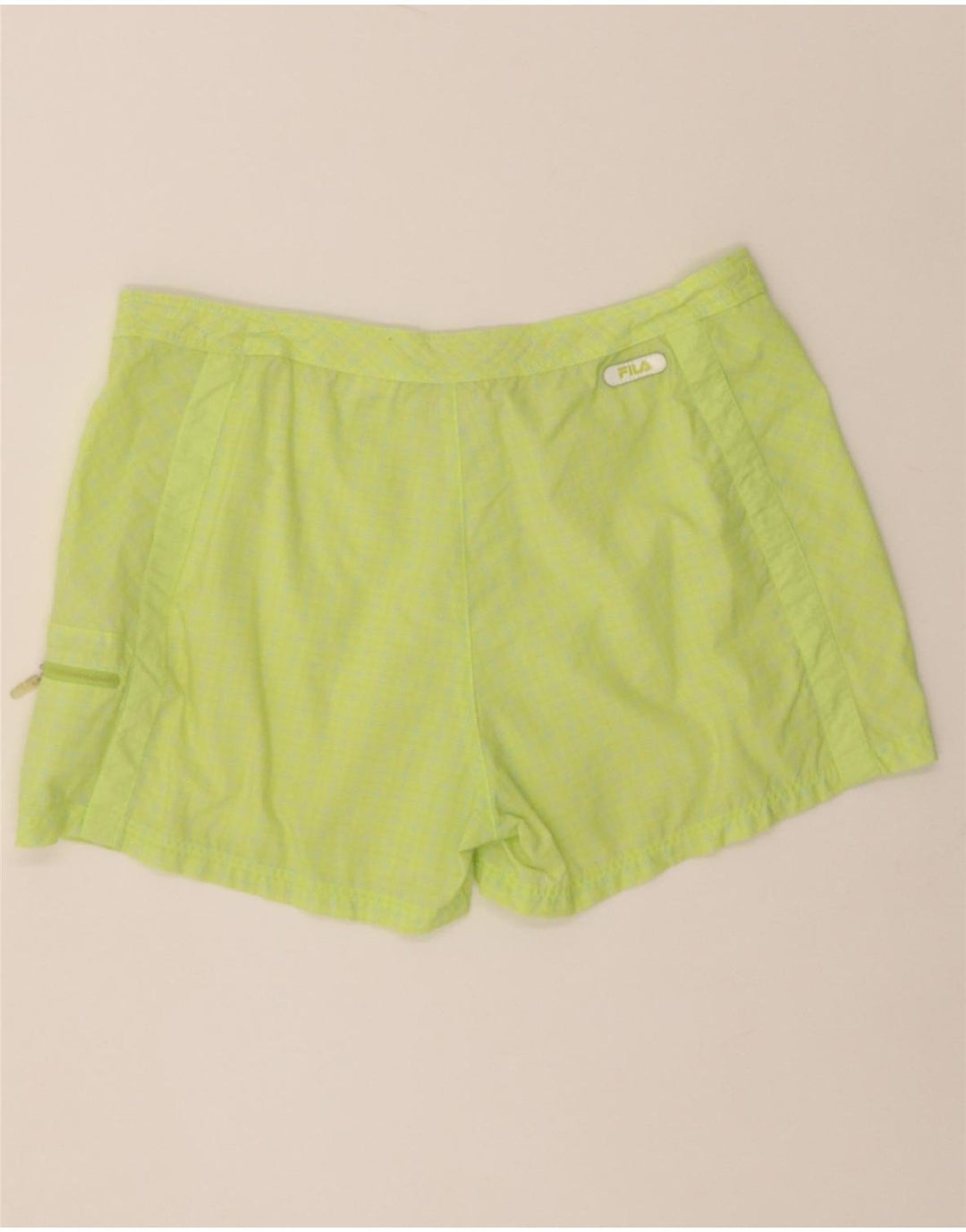 FILA Womens Casual Shorts IT 50 XL W34 Green Check Vintage Fila and Second-Hand Fila from Messina Hembry 