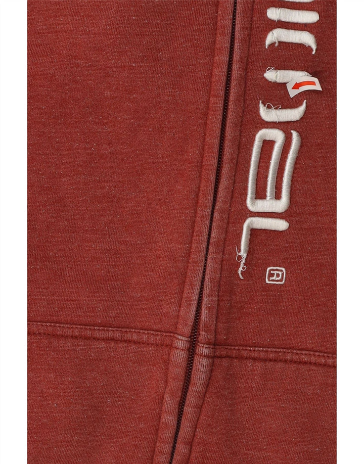 Animal Mens Graphic Zip Hoodie Sweater Medium Red Cotton