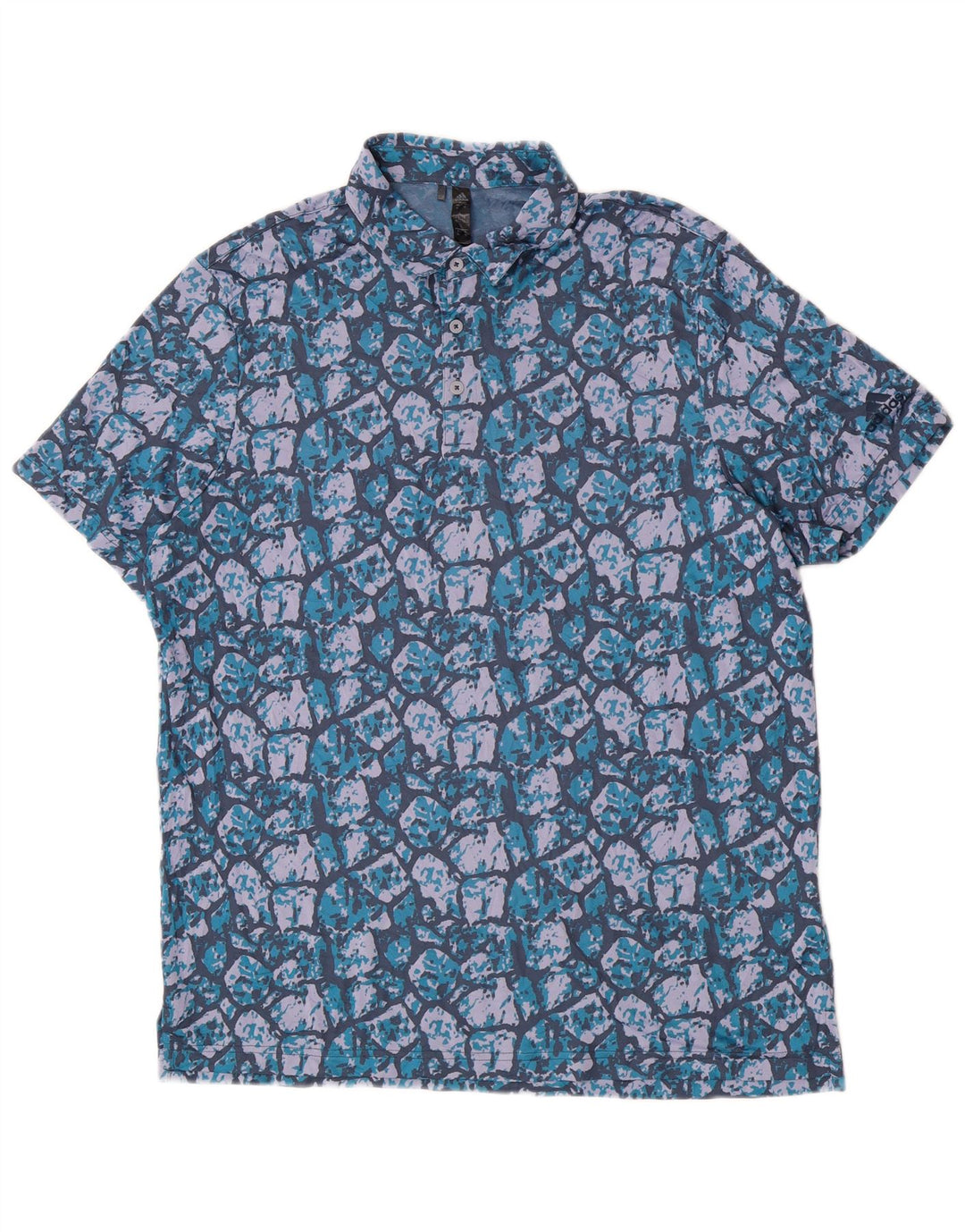 Adidas Mens Abstract Pattern Polo Shirt XL Blue Polyester