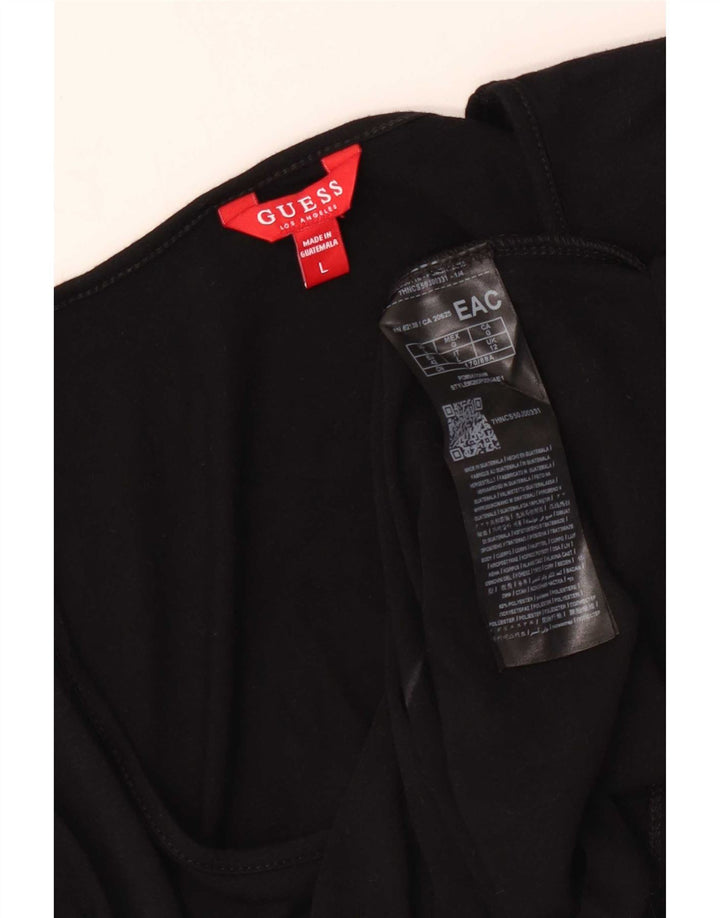 Guess Womens T-Shirt Top UK 14 Large Black Polyester