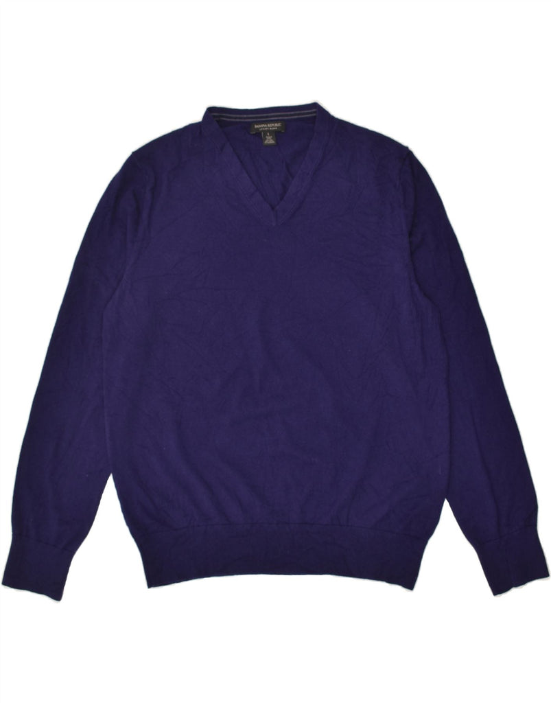 BANANA REPUBLIC Mens V-Neck Jumper Sweater Large Purple Silk | Vintage Banana Republic | Thrift | Second-Hand Banana Republic | Used Clothing | Messina Hembry 