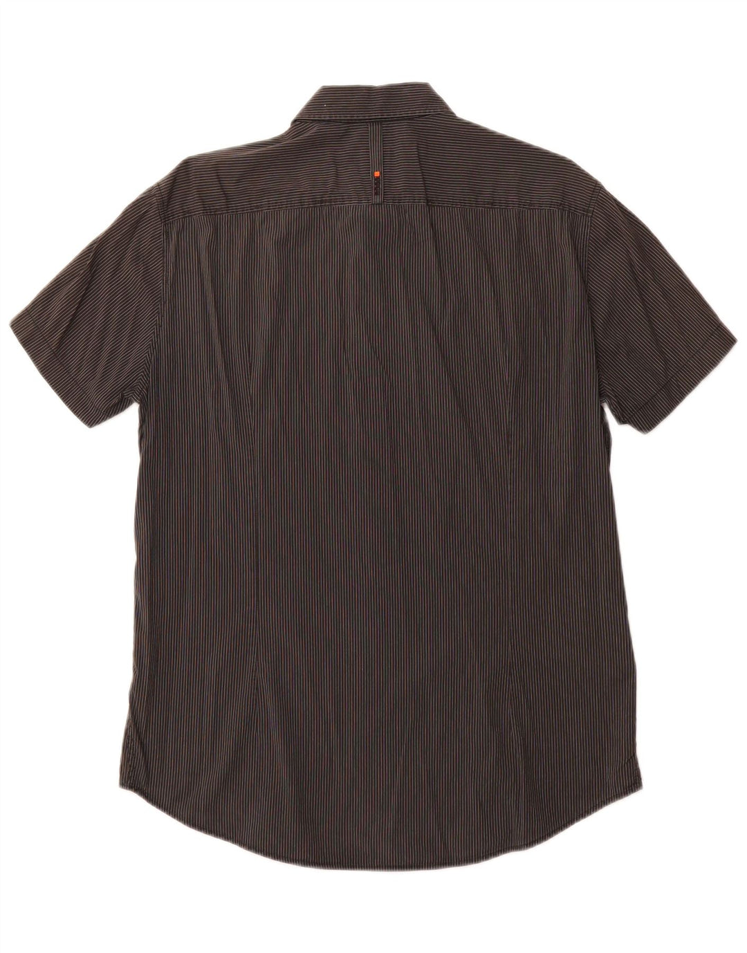 HUGO BOSS Mens Short Sleeve Shirt Large Grey Pinstripe Cotton