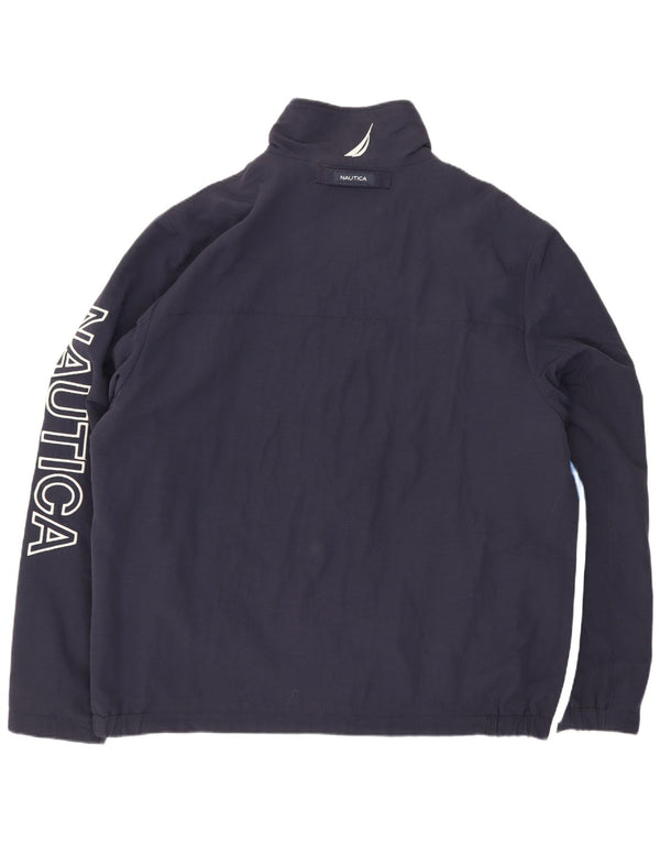 Nautica Mens Graphic Bomber Jacket UK 42 Large Navy Blue Colourblock