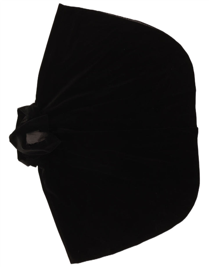 Vintage Womens Open Hooded Poncho Coat One Size Black