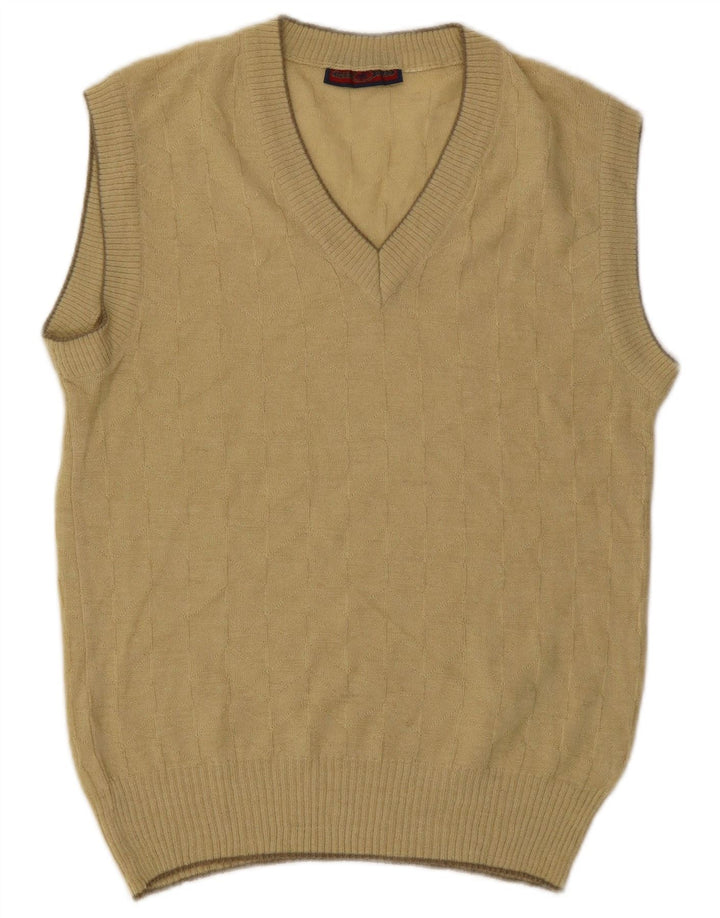 Vintage Mens Vest Tank Top Small Beige