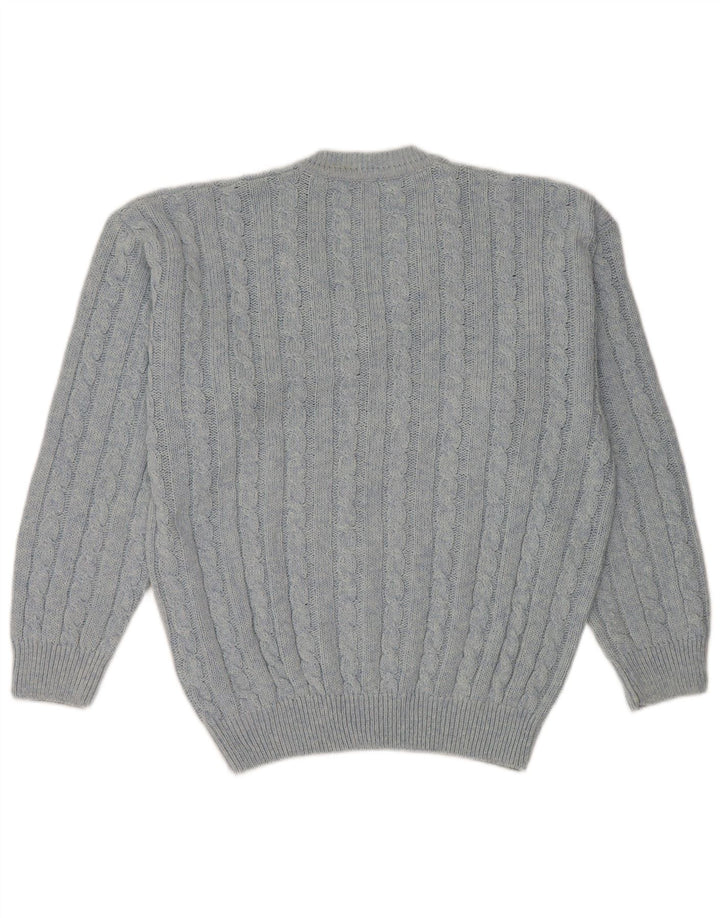 Nanuk  Mens V-Neck Jumper Sweater Medium Blue Cotton