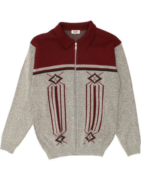トップス Roger Kent switching Euro cardigan ROGER KENT Mens Cardigan Sweater Large Grey Colourblock