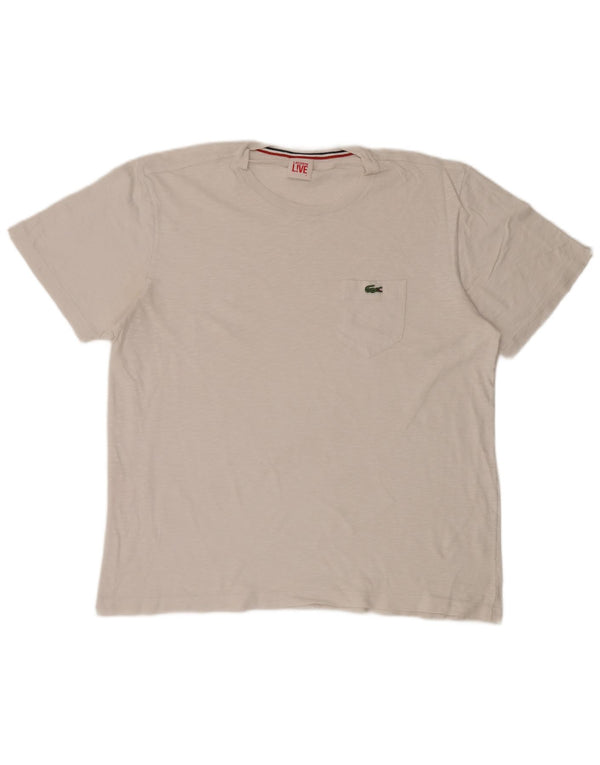 Lacoste Mens T-Shirt Top Size 7 2XL White Flecked Cotton