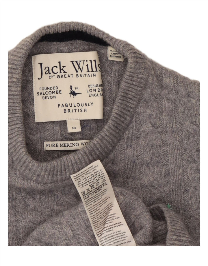 Jack Wills Womens Crew Neck Jumper Sweater UK 14 Medium Grey Flecked Wool