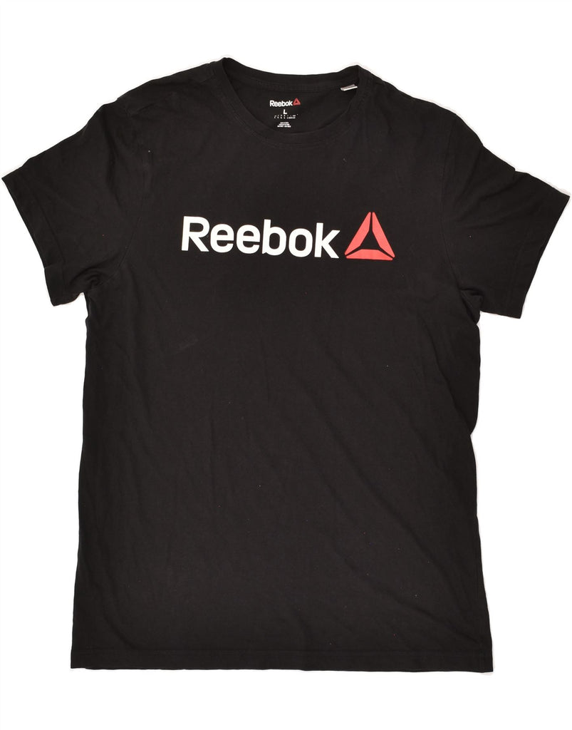 REEBOK Mens Graphic T-Shirt Top Large Black Vintage Reebok and Second-Hand Reebok from Messina Hembry 