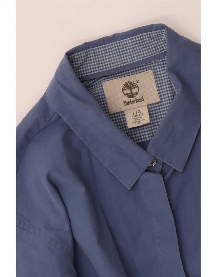 Timberland Womens Slim Fit Shirt UK 14 Large Blue