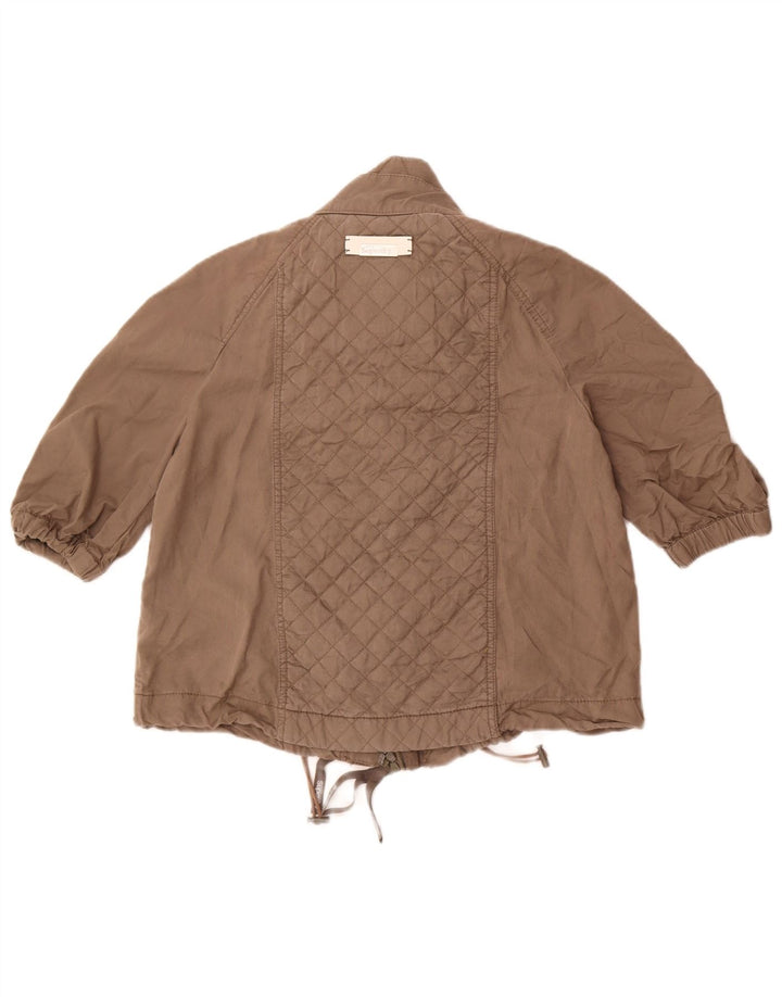 Superdry Womens 3/4 Sleeve Bomber Jacket UK 14 Medium Grey Tencel