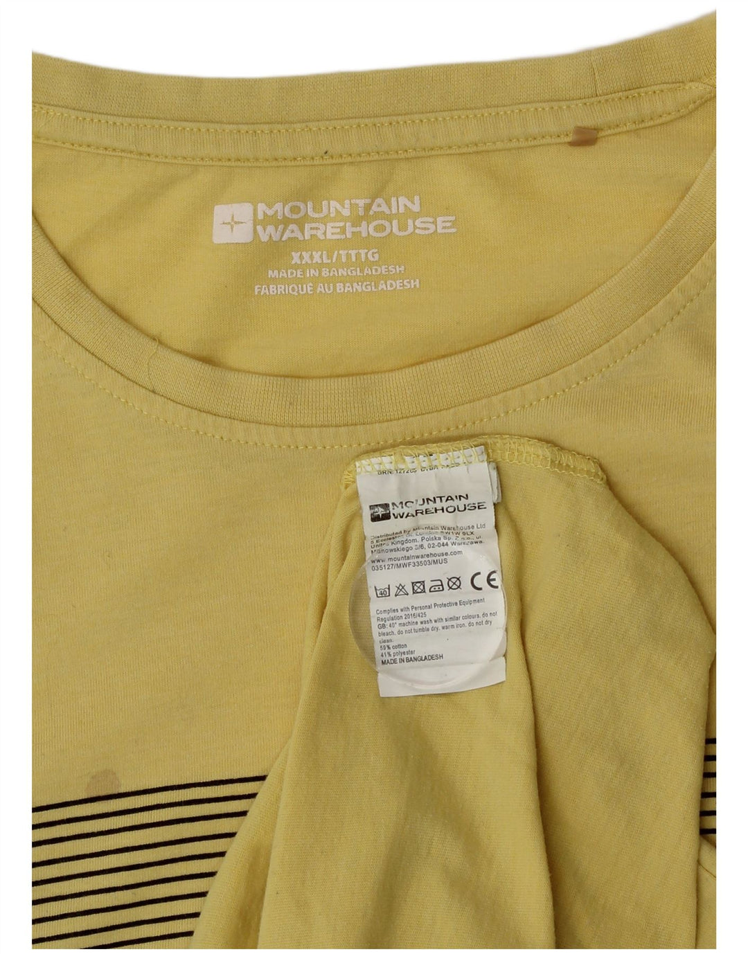 Mountain Warehouse Mens Graphic T-Shirt Top 3XL Yellow Cotton