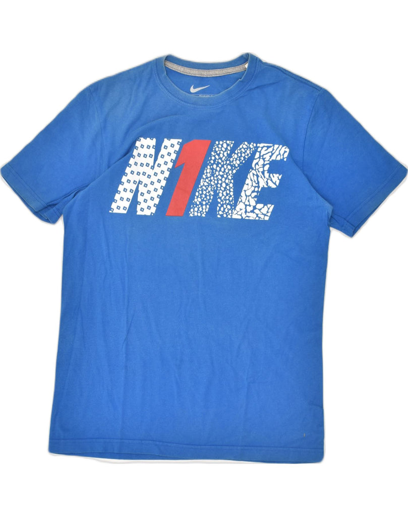 NIKE Mens Standard Fit Graphic T-Shirt Top UK 38/40 Medium Blue Cotton | Vintage Nike | Thrift | Second-Hand Nike | Used Clothing | Messina Hembry 