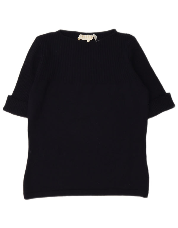 Marella Womens Short Sleeve Boat Neck Jumper Sweater UK 10 Small Navy Blue