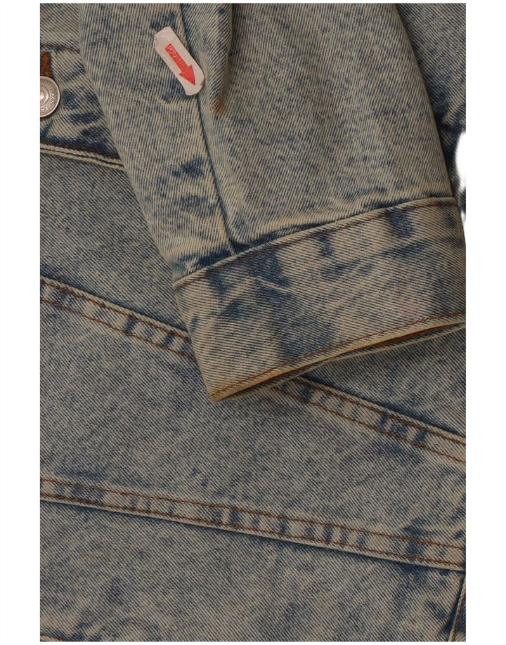 Zara Mens Denim Sherpa Jacket UK 40 Large Blue Polyester