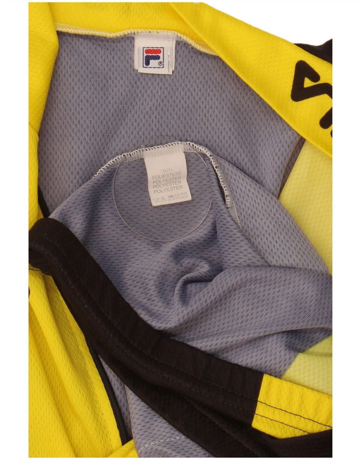 Fila Mens Graphic Zip Neck Pullover Tracksuit Top Large Yellow Colourblock