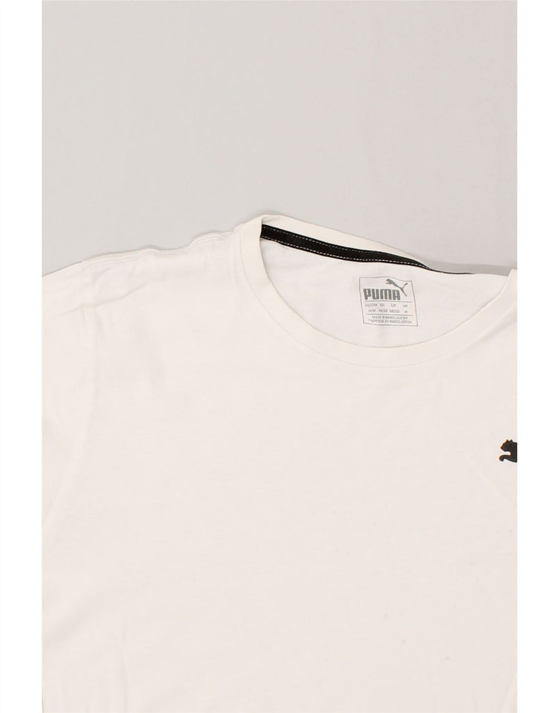 PUMA Mens Graphic T-Shirt Top Medium White | Vintage Puma | Thrift | Second-Hand Puma | Used Clothing | Messina Hembry 