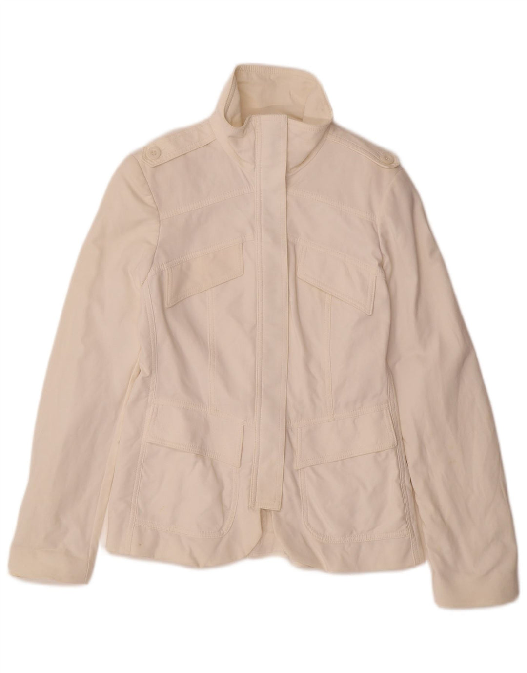 PINKO Womens Military Jacket UK 10 Small Off White Polyamide