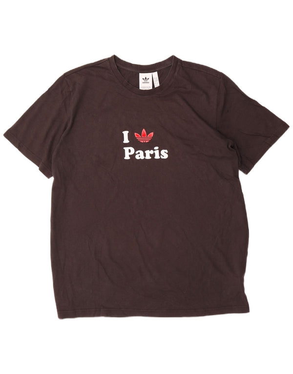 Adidas Mens Graphic T-Shirt Top 2XL Black Cotton