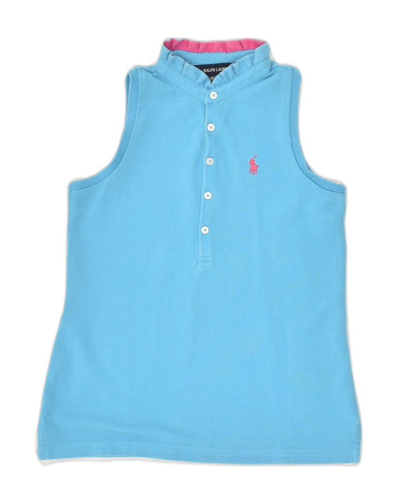 RALPH LAUREN Girls Sleeveless Polo Shirt 8-9 Years Medium Blue Cotton | Vintage Ralph Lauren | Thrift | Second-Hand Ralph Lauren | Used Clothing | Messina Hembry 