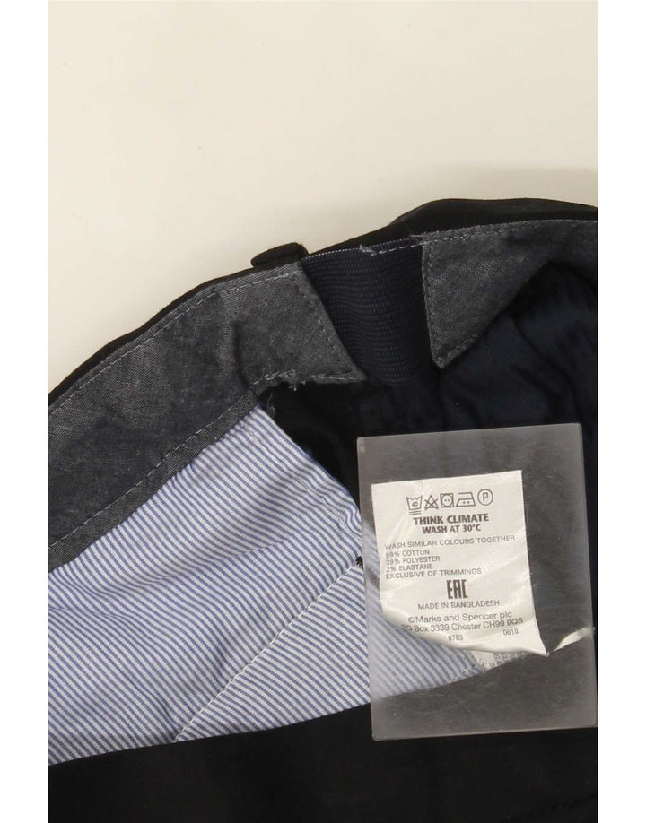 Marks & Spencer Mens Straight Suit Trousers W36 L29 Black Cotton