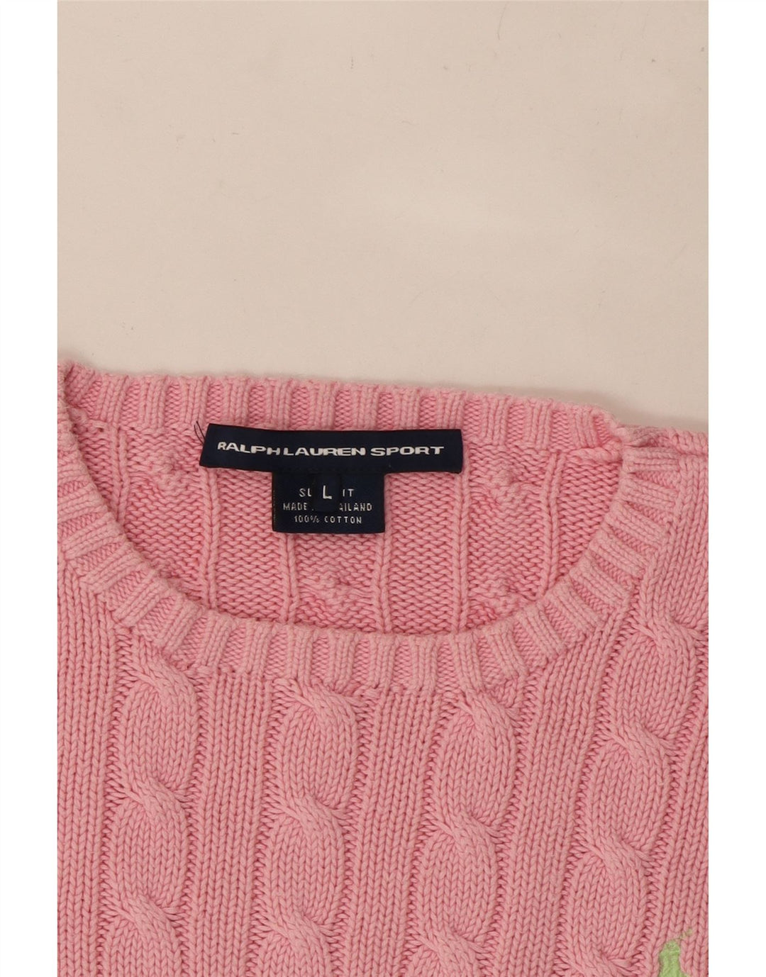 RALPH LAUREN Womens Crop Crew Neck Jumper Sweater UK 14 Large Pink