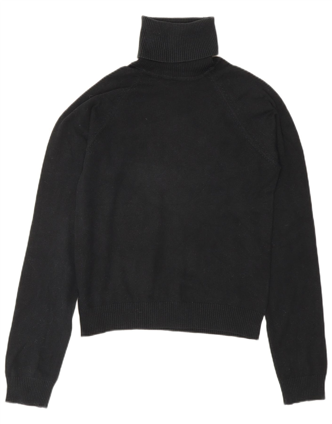 Zara Womens Crop Roll Neck Jumper Sweater UK 12 Medium Black Cotton