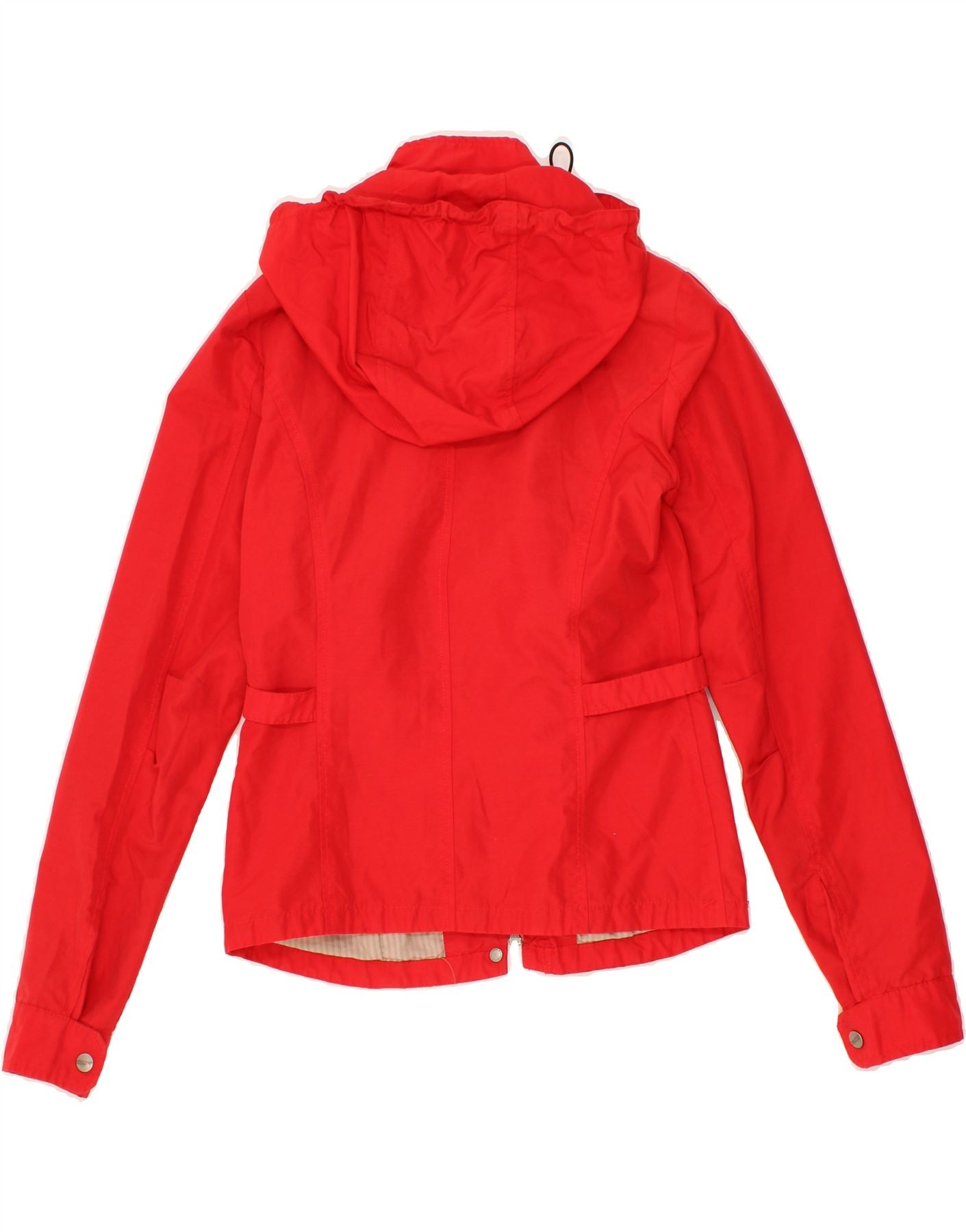 WOOLRICH Womens Hooded Rain Jacket UK 12 Medium Red Cotton
