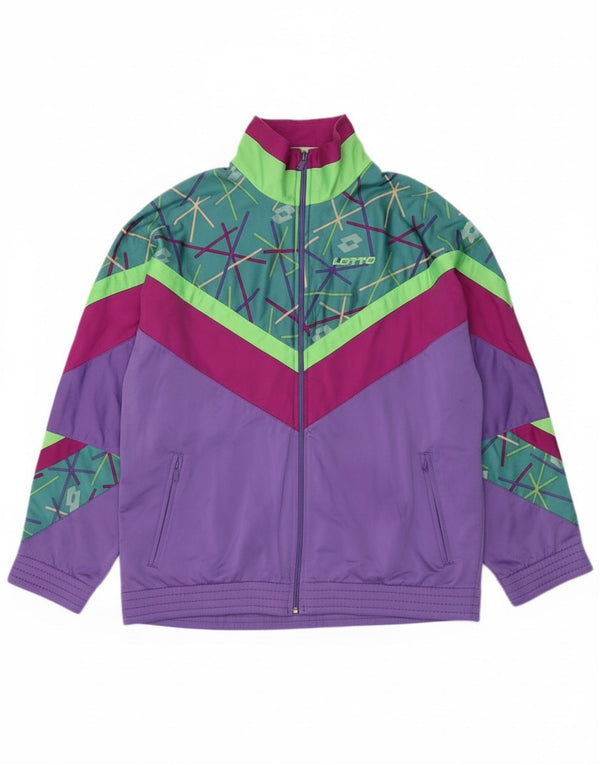 Lotto Womens Oversized Tracksuit Top Jacket UK 14 Medium Purple Colourblock