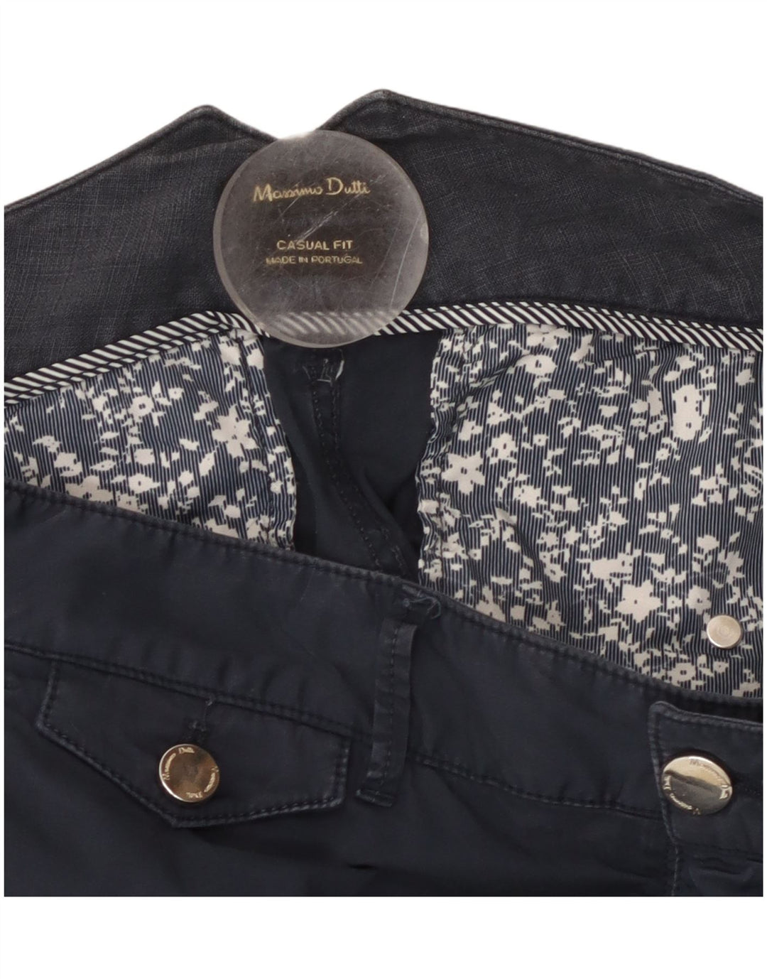 MASSIMO DUTTI Womens Casual Fit Slim Chino Trousers W32 L29 Navy Blue