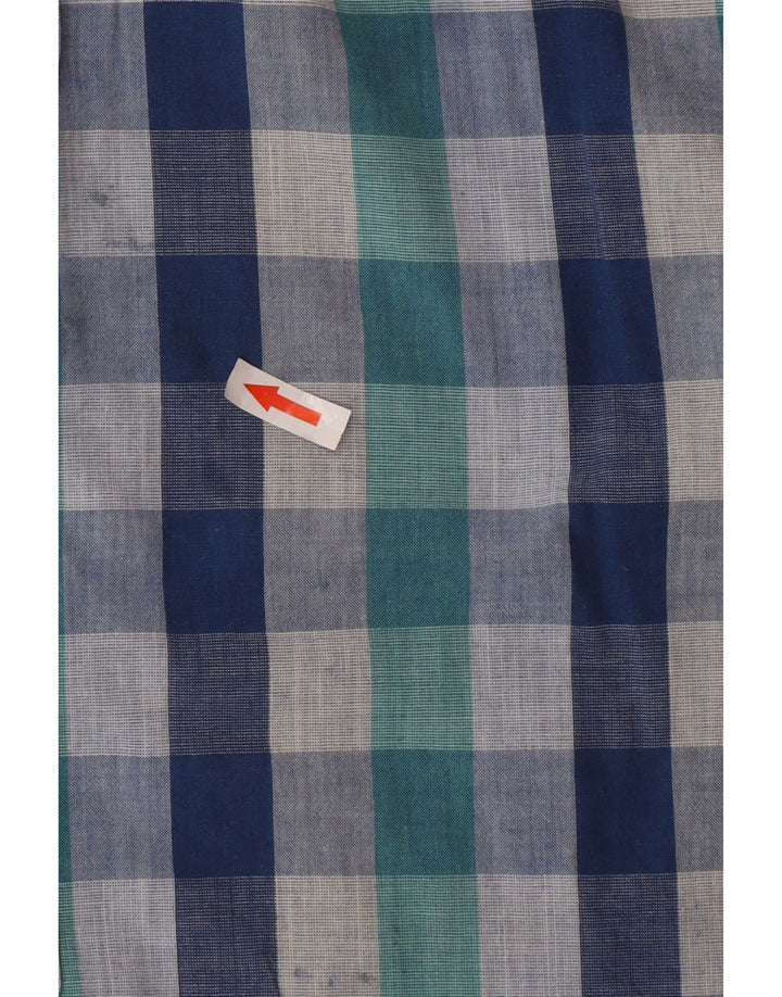 Ben Sherman Mens Short Sleeve Shirt Large Blue Check Cotton