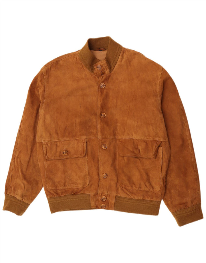 Vintage Mens Suede Bomber Jacket IT 54 2XL Beige