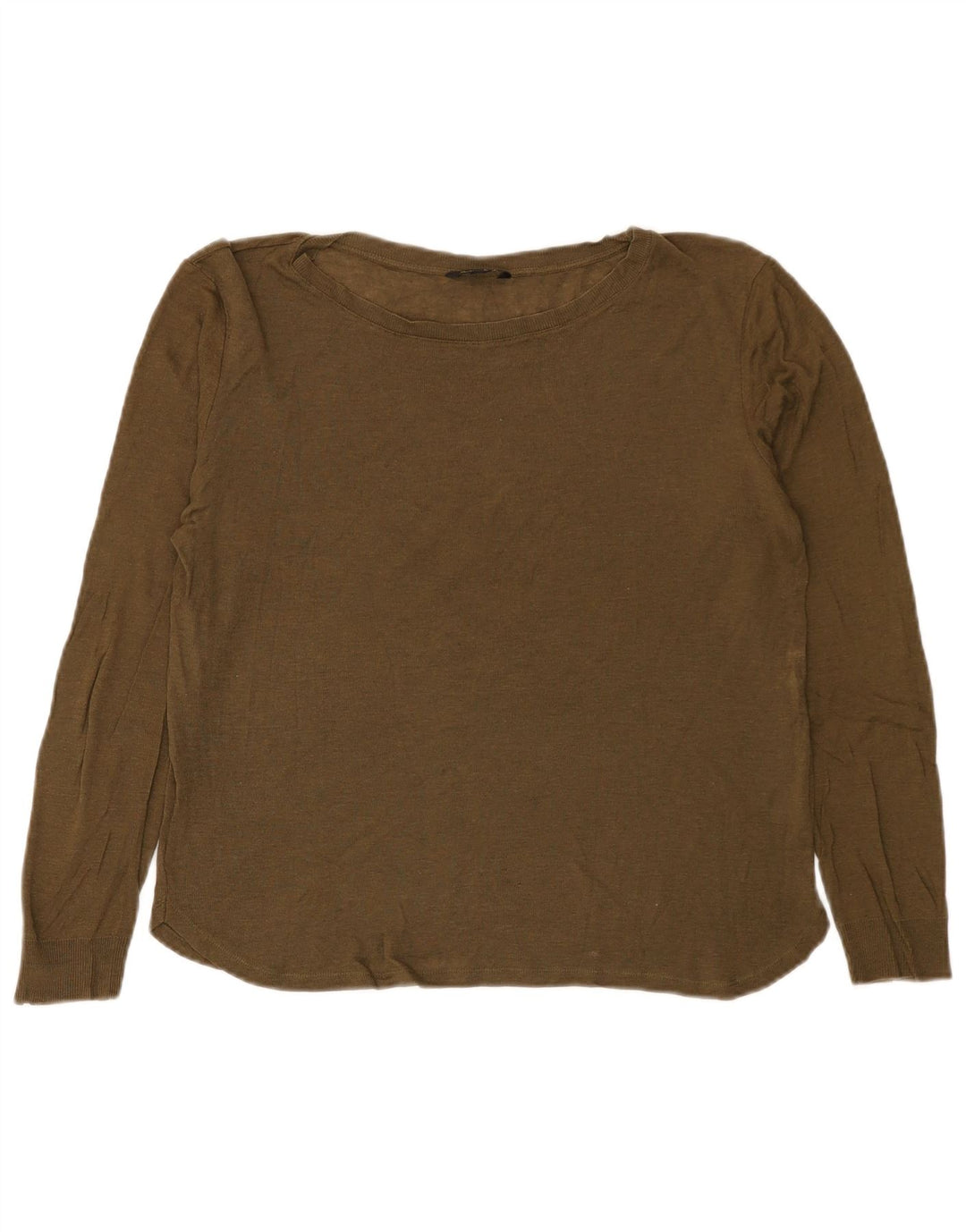 Massimo Dutti Womens Top Long Sleeve UK 16 Large Khaki