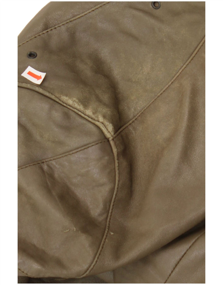 VINTAGE Mens Leather Jacket IT 56 3XL Brown Leather