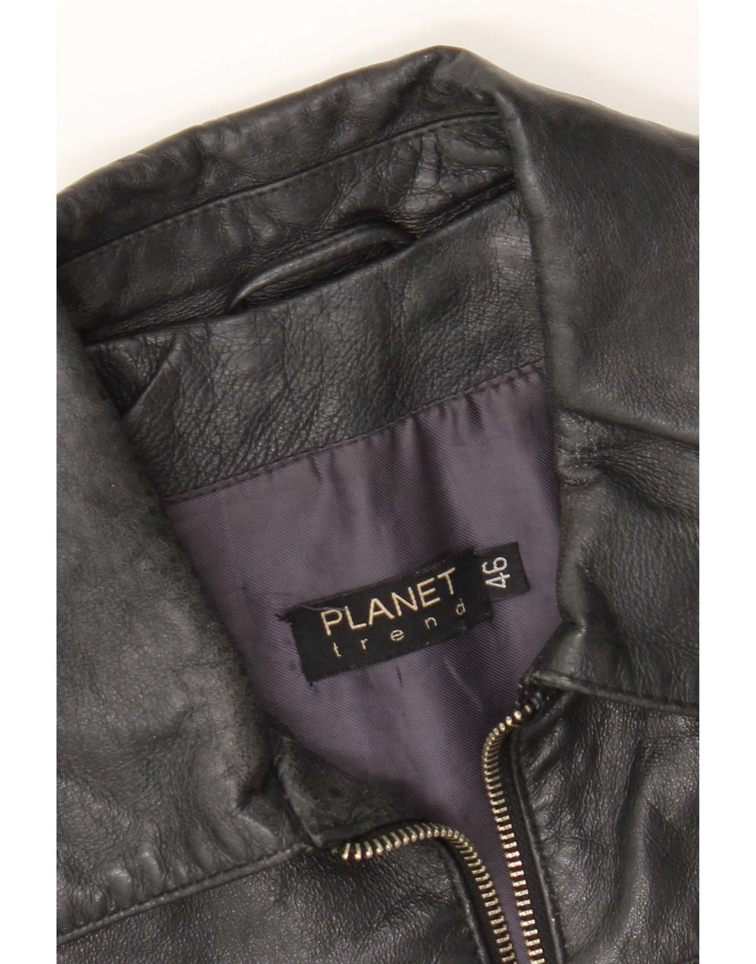 Planet Mens Leather Jacket IT 46 Small Black Leather