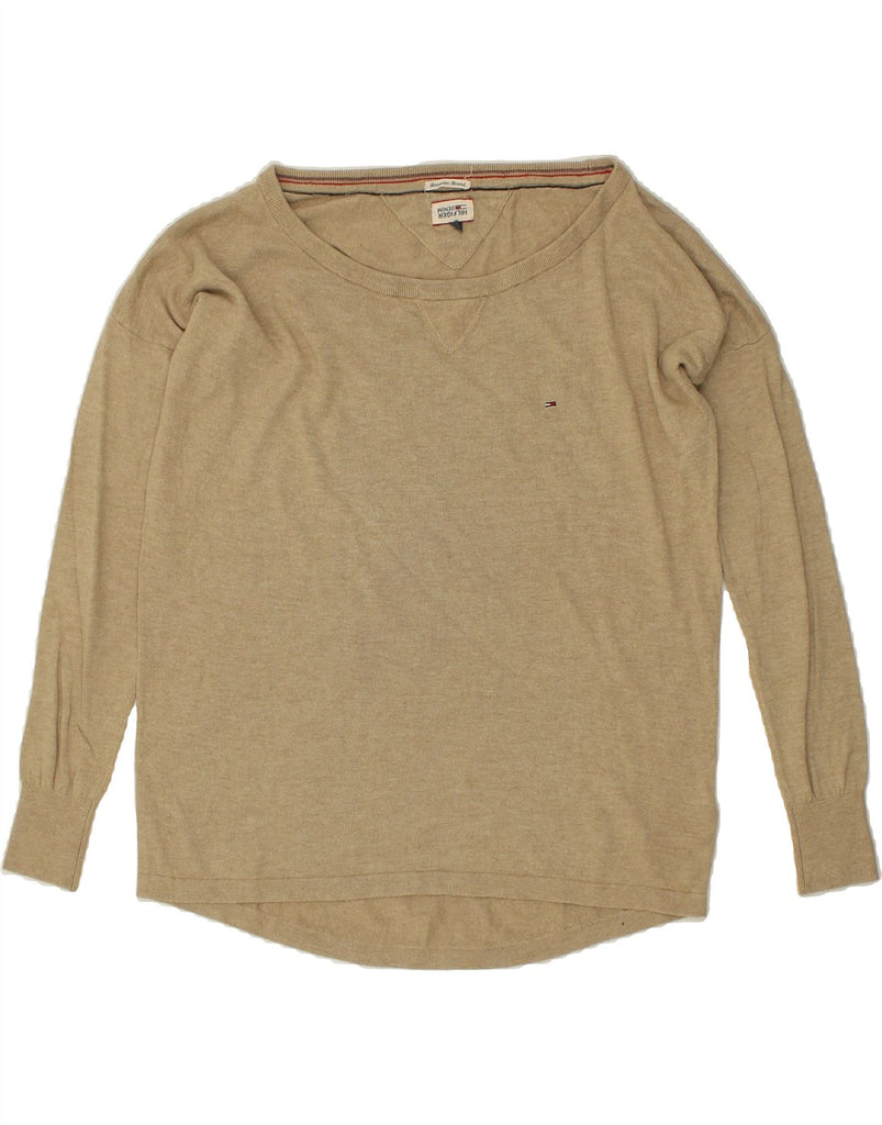 TOMMY HILFIGER Womens Boat Neck Jumper Sweater UK 16 Large Brown Cotton | Vintage Tommy Hilfiger | Thrift | Second-Hand Tommy Hilfiger | Used Clothing | Messina Hembry 