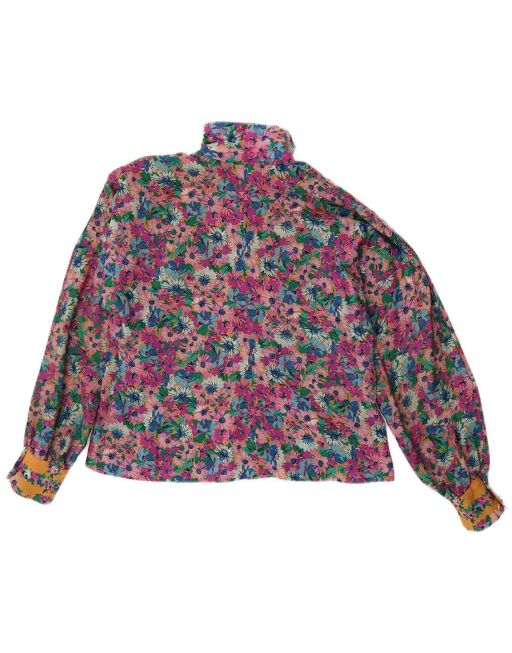 Vintage Womens Crop Shirt Blouse UK 14 Medium Multicoloured Floral