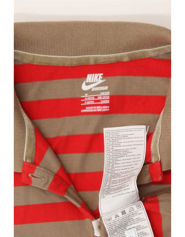 Nike Womens Polo Shirt UK 10/12 Medium Red Striped