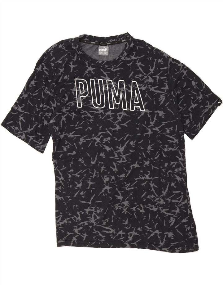 PUMA Womens Abstract Pattern Graphic T-Shirt Top UK 12 Medium  Black Vintage Puma and Second-Hand Puma from Messina Hembry 