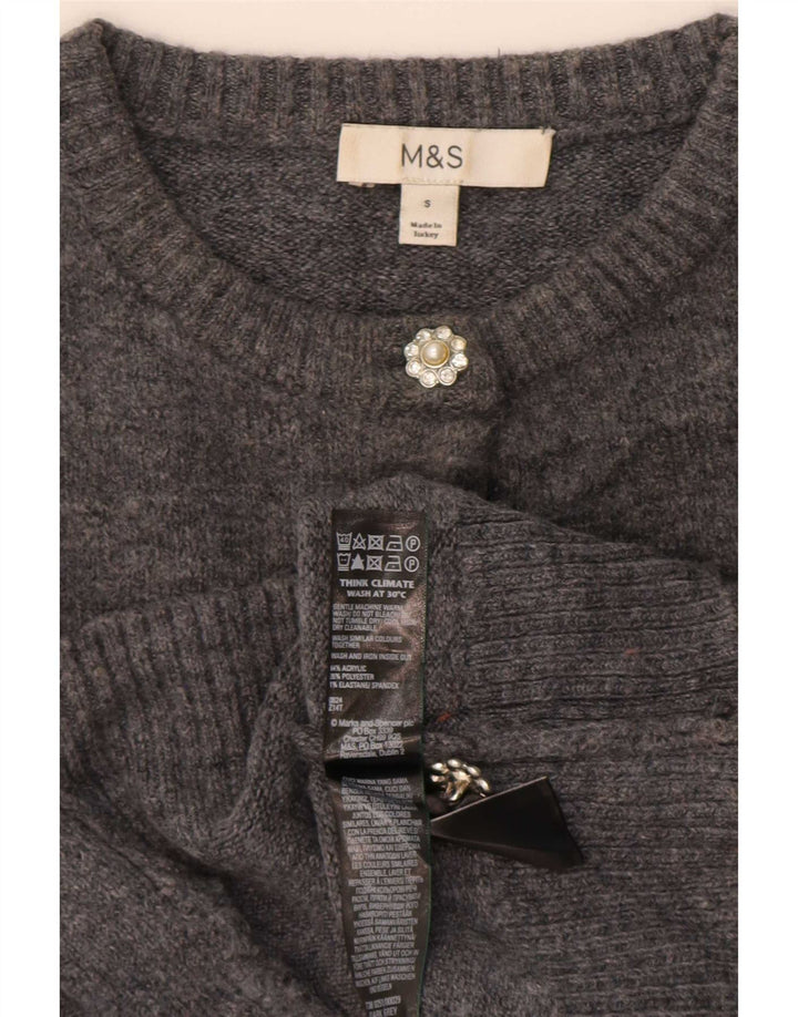 Marks & Spencer Womens Oversized Cardigan Sweater UK 10 Small Grey Acrylic