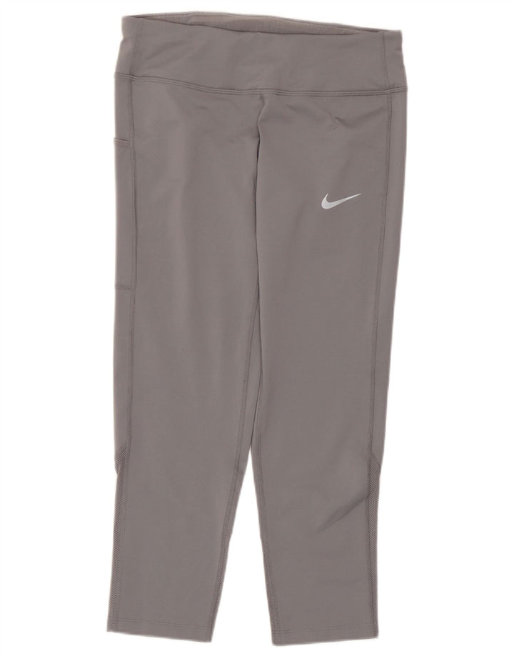 Nike Womens Dri Fit Capri Leggings UK 10 Small  Grey Polyester