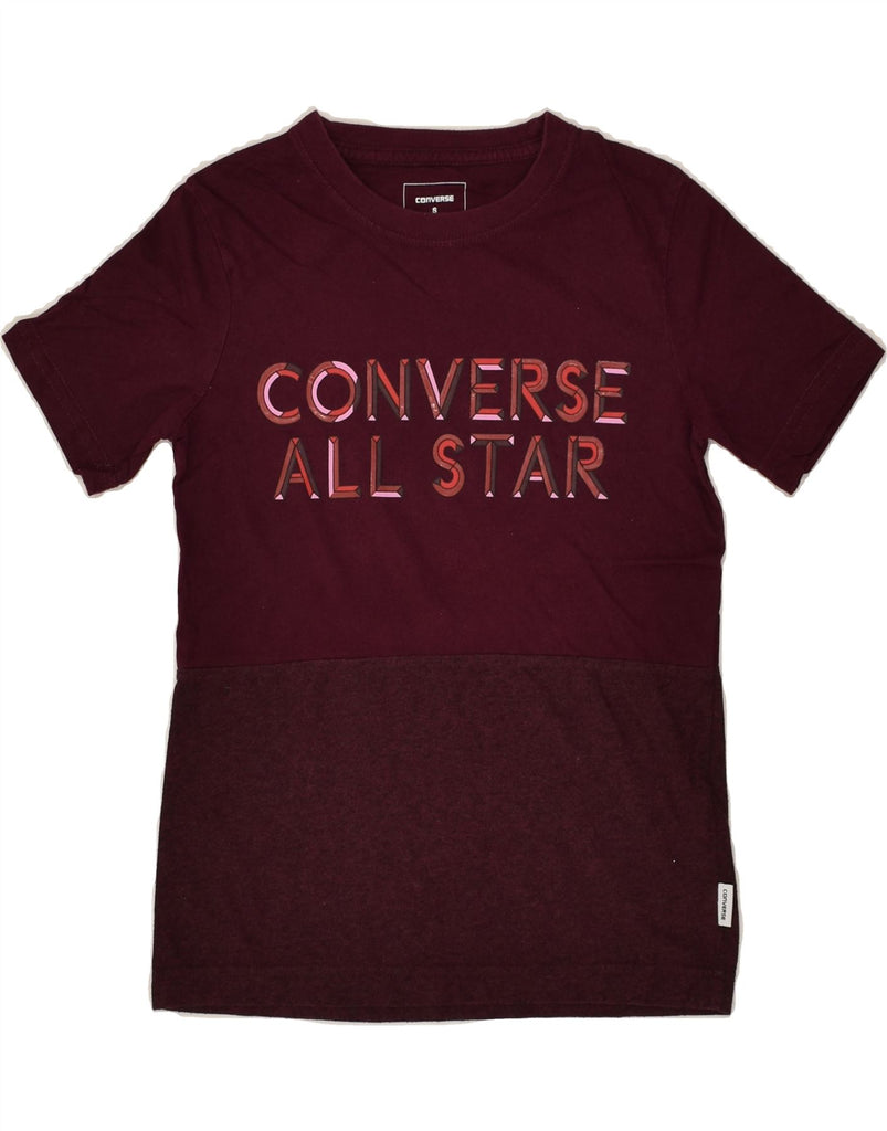 CONVERSE Boys Graphic T-Shirt Top 8-9 Years Small  Burgundy Cotton | Vintage Converse | Thrift | Second-Hand Converse | Used Clothing | Messina Hembry 