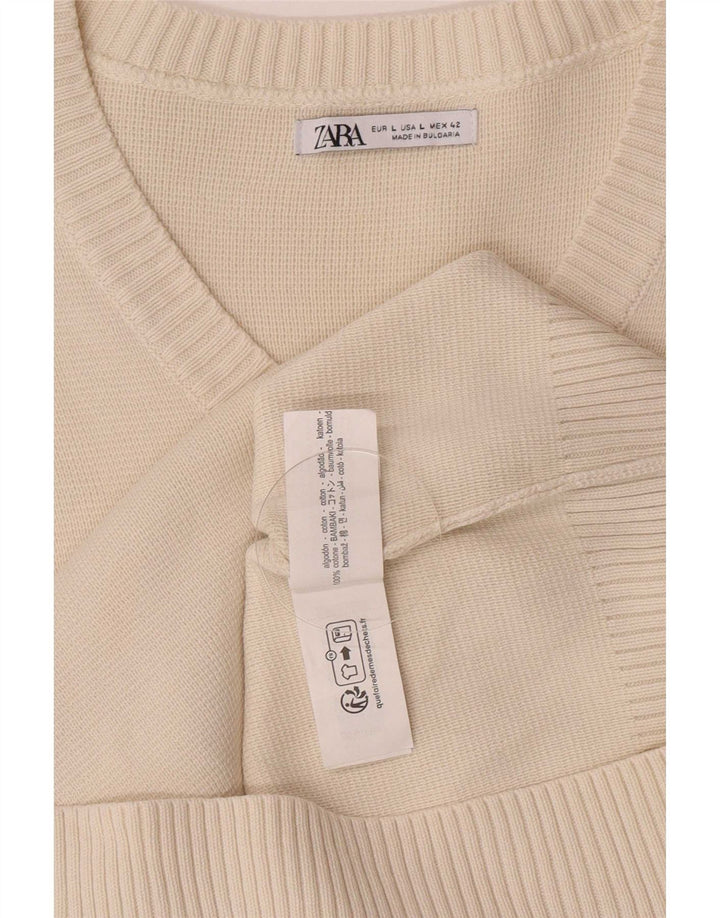 Zara Mens Vest Tank Top Large Off White Cotton