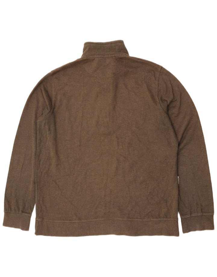 Mountain Warehouse Mens Zip Neck Sweatshirt Jumper 2XL Khaki Cotton